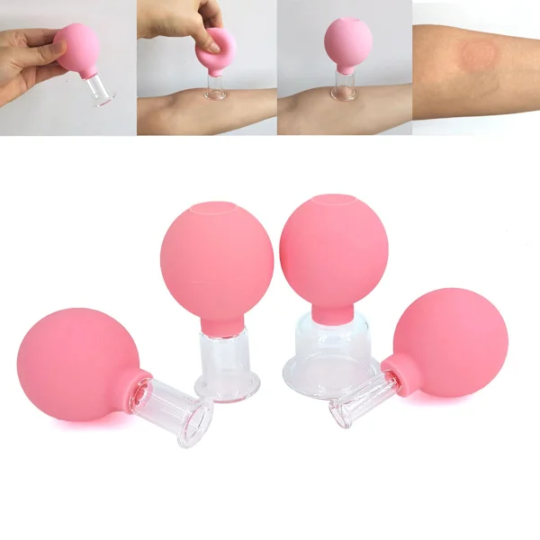 Massagekoppar i Gummi Vakuum Koppning Glas Ansiktslyft Kropp Ansiktskoppar Anti Celluliter Kinesisk Koppningsterapi Verktyg