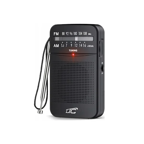 LTC bärbar fickradio LEGA, AM/FM, minijack, svart