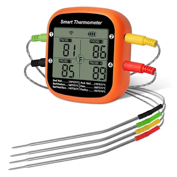 Trådlös Kötttermometer för Grillning Rökugn APP Digital Termometer med Fyra Prober Smart B