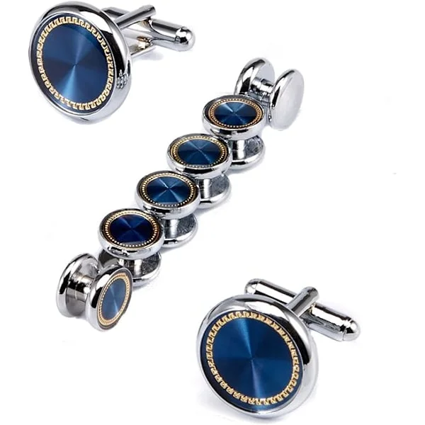 Cufflinks and Studs for Men (1 Pair Cufflinks and 3 Pairs Tuxedo Studs)