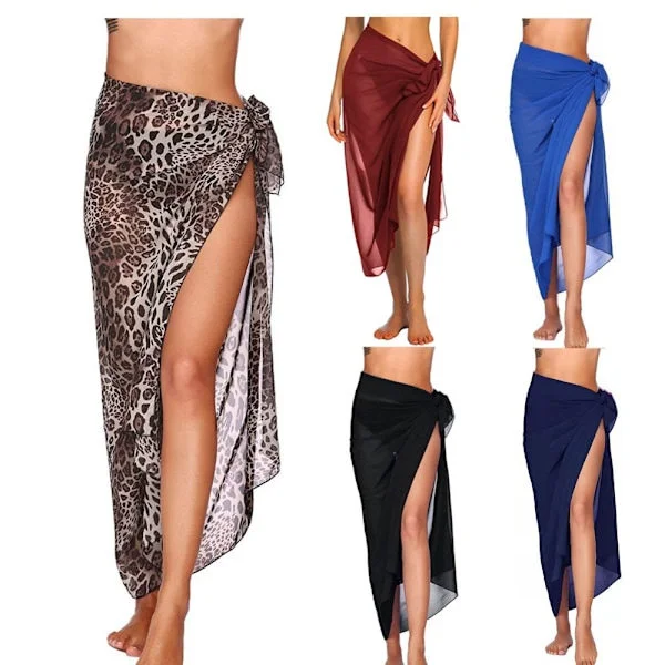 Lång Sarong Wrap Dam Chiffong Strandklänning VIT vit