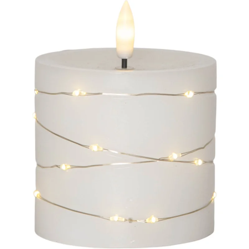Star Trading - LED-lys LED Blockljus Flamme Dew 061-93 Hvit