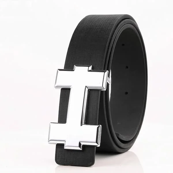 Luxury H-brand belt for men and youth, high quality, PU leather, women's belt, accessories for teenagers, jeans belt, black, 3.3 cm black black
