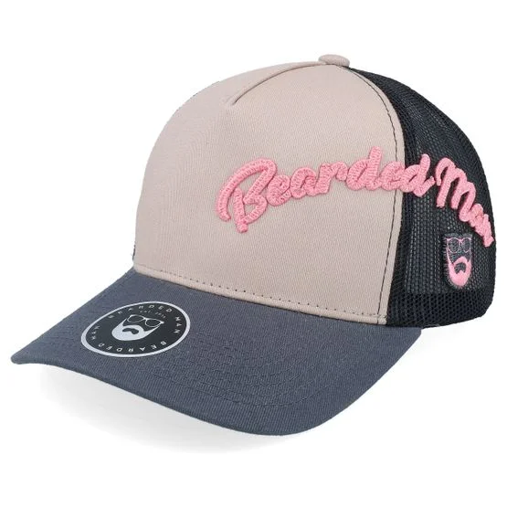 Bearded Man - Grå trucker Caps - Side Arch 3d Logo Grey/Black/Charcoal A-frame A-Frame Trucker @ Hatstore