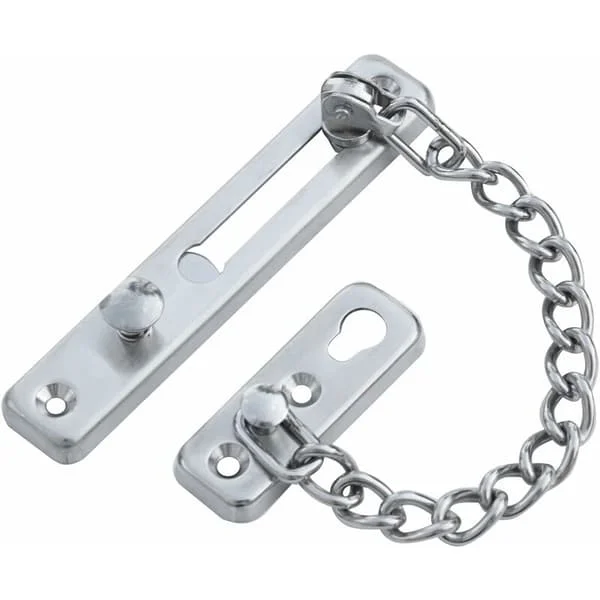 Sliding Security Lock with Silver Chain - Door Stop - Door Lock - Internal Sliding Door - External Gate Lock - Door Latch