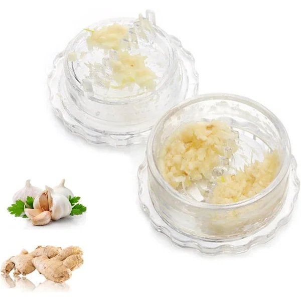 Garlic Twister, Garlic Press, Manual, Herb Grinder, Ginger Press, Dishwasher Safe, Transparent, Easy to Shred, Versatile, Silver