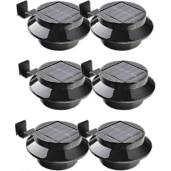 Paket med 6 solcellslampor för takränna, staket, tak, takränna, trädgård, gård, vägg, svart