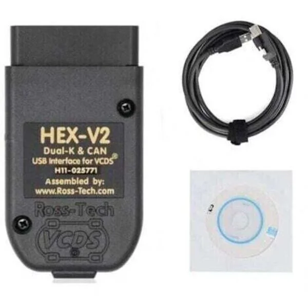 HEX V2 VCDS VAG COM 25.3 5053 diagnosekabel for VW/AUDI/Skoda/Seat strekkodeleser, USB-skannerkabel (engelsk)(LGL)