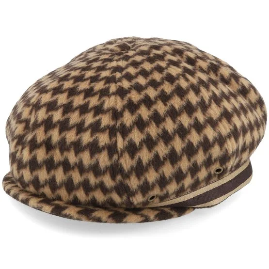 Kangol - Bruin traditionalbeanie Cap - Kg Block Zig Driving Cap Brown Flat Cap @ Hatstore