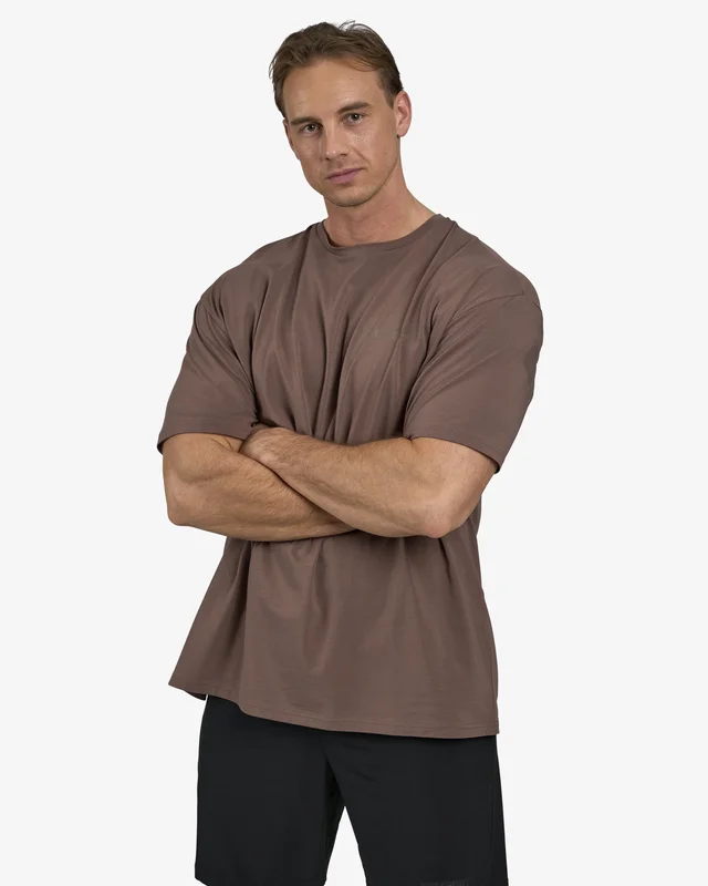 Oversize t-shirt - L - Oversized Hardcore T-shirt, Mocha - Träningskläder herr