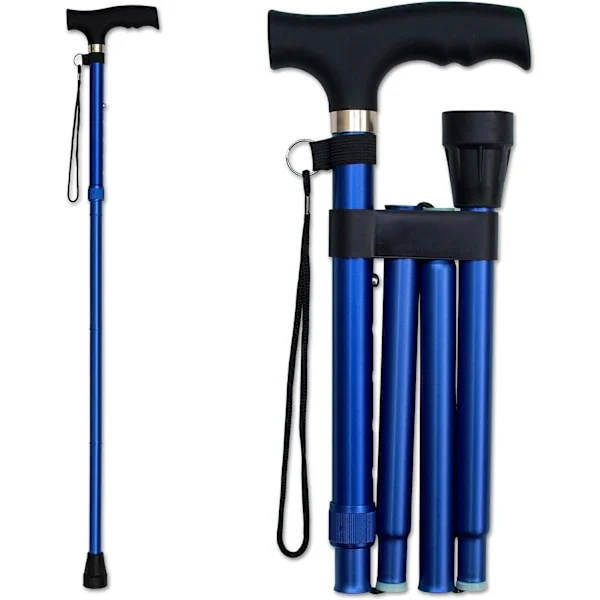 Vikbar Käpp – En vikbar, höjdjusterbar käpp – Vikbar och lättviktig – Mjukt, ergonomiskt handtag – Portabel käpp för bekväma resor.