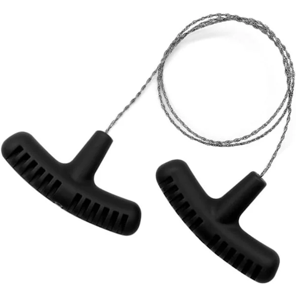 Mini handhållen vajersåg i rostfritt stål - multifunktionell trädgårds- och campingträsåg - svart - 63 cm