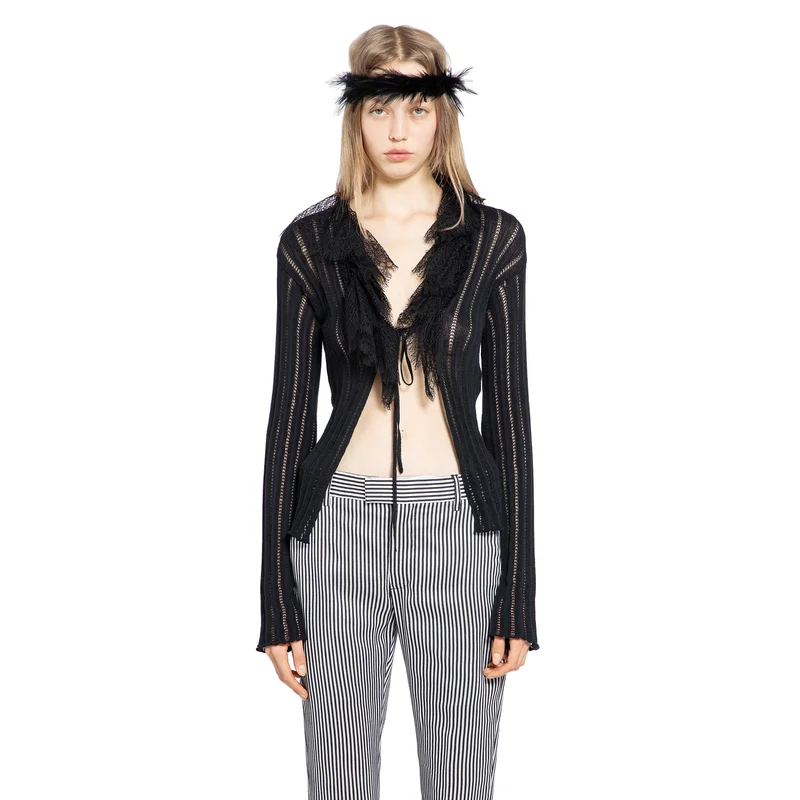 Nya Pointelle Knit Cropped Cardigan
