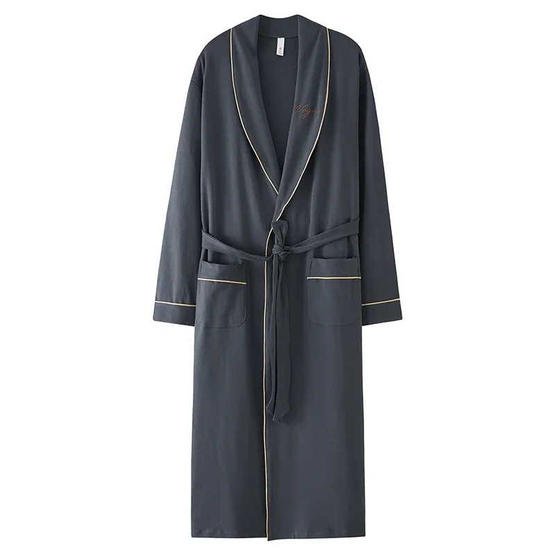 AliExpress - Printemps automne peignoir hommes 100% coton haut de nuit Kimono Robes pour homme solide Robes longue Robe de bain marié Robe de chambre