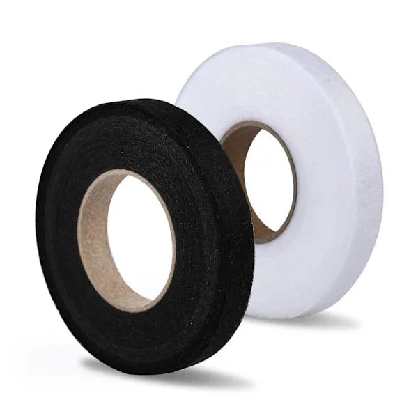 Rullar 70 meter strykjärnsband, fållband för strykning av trasiga kläder jeans byxor kjol (svart 1,5 cm, vit 2 cm i bredd)F23-