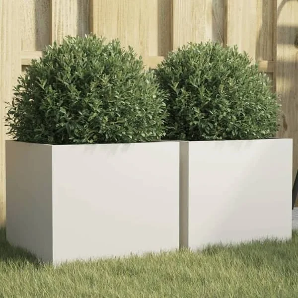 vidaXL Blomlådor 2 st, Blomkrukor, Växtkrukor, Blomlådor, Upphöjda Trädgårdsbänkar, Vit 841538