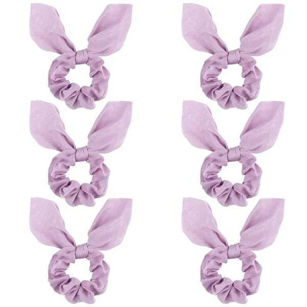 6 kpl scrunchie-hiuslenkkejä, silkkisatiini-scrunchie – söpö rusetti, pupunkorvat, hiuslenkki, poninhäntäpidike, pehmeä, tyylikäs