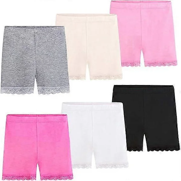 Cykeltights Flickor Svarta Dans Pe Shorts Barn med Spetskant Sport 2-10 År 6-pack