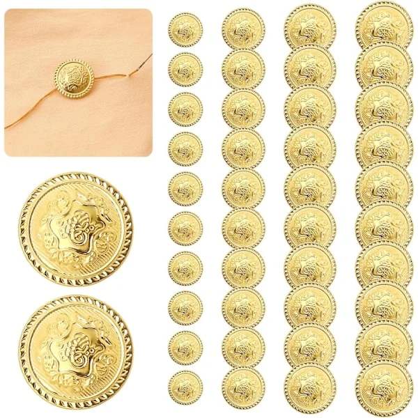 40 stk. Metal Knapper Sæt Guld Blazer Knap til Syning til Kvinder Vintage Messing Emblem Skaft Knapper til Mænd Messing Knapper til Jakkesæt Jeans 