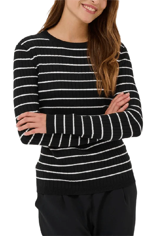 Saint Tropez MilaSZ Rib St. Pullover Stickat Dam Svart L