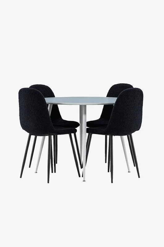 Venture Home - Plaza-ruokapöytä ja Polar-ruokapöydän tuoli. - Musta - Ruokailuryhmä 4 hengelle - - Homeroom