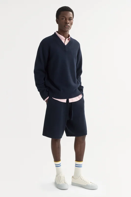 Soft Goat - Men's Shorts - Men cashmere sweater - S - Navy