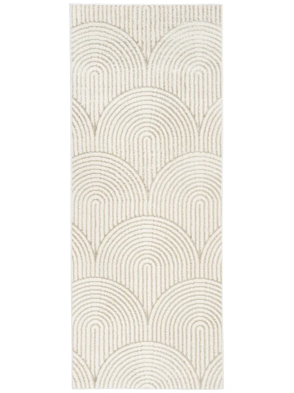 Geometrisch Klein Art Deco Teppich - Weiß/Hellbeige 80X200 Im Modernen Stil