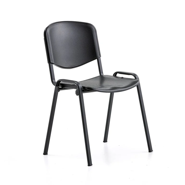 NELSON Stol, Svart Plastsete, Stabelbar - Kantinestol - AJ Produkter