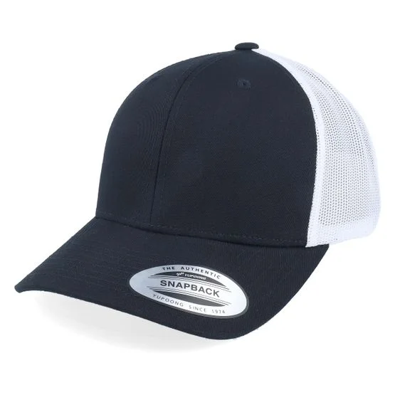 Yupoong - Svart trucker Caps - Retro 2 tone Black/White Trucker @ Hatstore