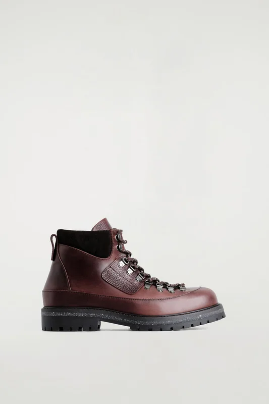 COS Herren Wanderstiefel Aus Leder - Braun