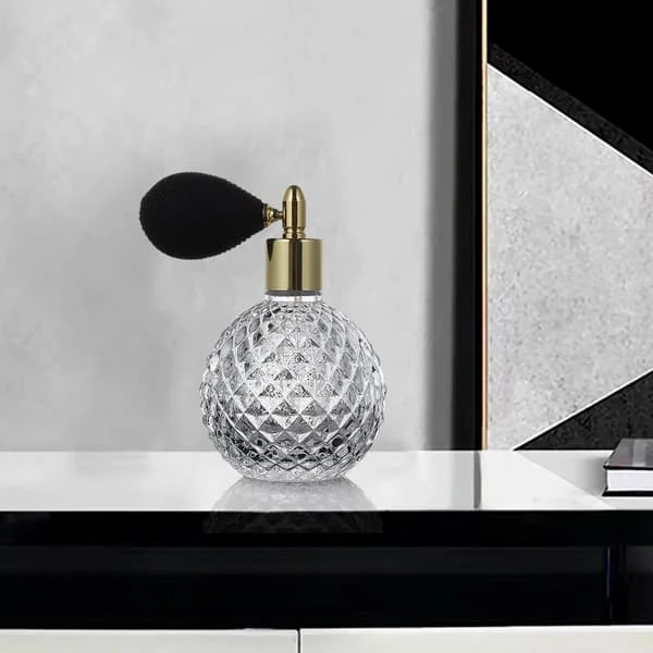 【YD】Vintage Style Perfume Bottle, Empty Perfume Bottles, Pump Glass Bottle 100ml, Empty Crystal Perfume Bottle