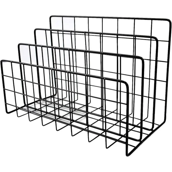 Metal Magazine Holder for Desk, 3-Tier Wire Storage Rack, File Organizer, Multifunctional Letter and Book Basket, Black