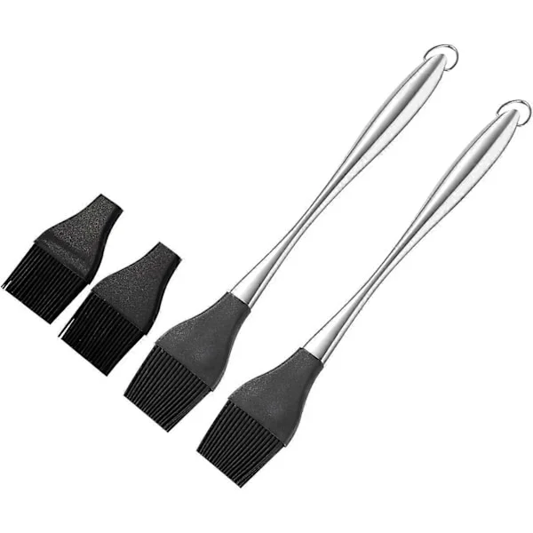2-pack Silikon BBQ Borste, Rostfri Borste med Silikonborst, 30 cm (11,8")