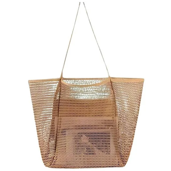 Strandväska med dragkedja - Strandväska - Vikbar axelväska - stor strandväska - strandväska XXL - 34*34*3 cm - Brun - Nylon