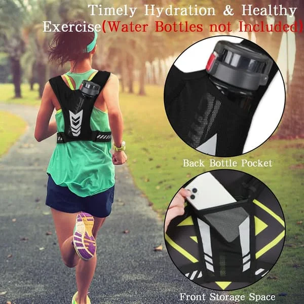 Running Vest with Phone Holder and Hydration Pack - Breathable Reflective Insulated Backpack Lightweight Adjustable Chest Strap for Jogging Fitness