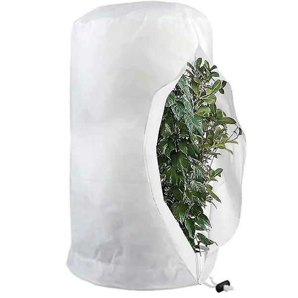 Frostbeskyttelsesposer til planter, genanvendelige plantebeskyttelsesposer med snoretræk, havefleeceposer vinter White_yux