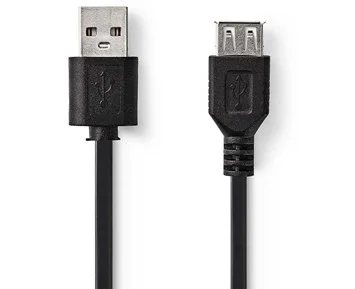Nedis-Förlängningskabel USB 2.0, 2m Svart-2 meter skjøteledning USB-A-hann - USB-A-hunn-Power-USB-kabler