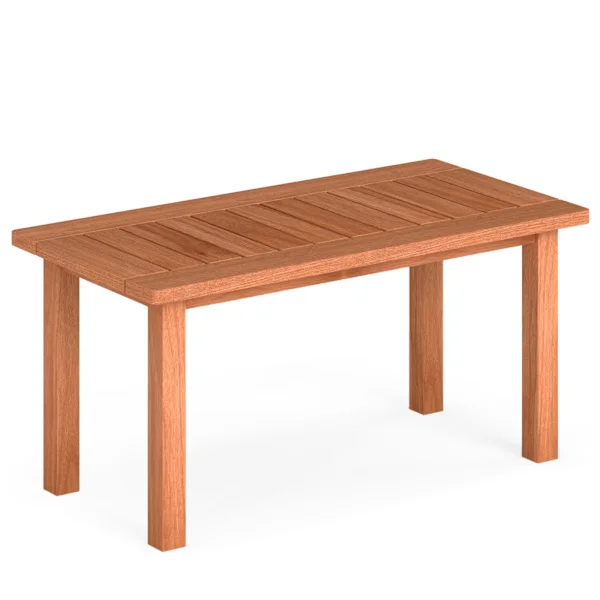 Rektangulært sofabord i træ med lamelplade, 90x45x43,5 cm