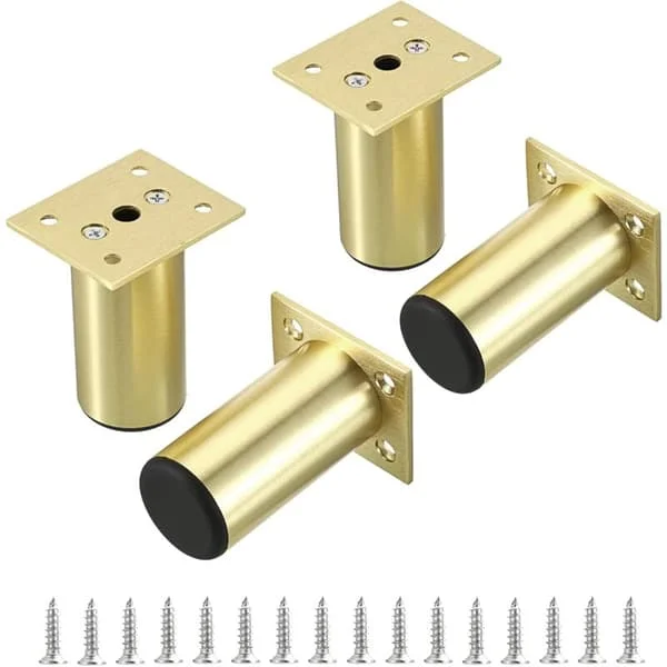 Adjustable Sofa Legs Round Furniture Legs, 3 Inch Furniture Legs for Desk Cabinet Table Chair, Gold