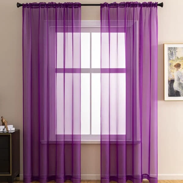 Lila Skira Gardin-set om 2 140x160 cm Halvtransparent Mjuk Stångficka Korta Gardiner för Små Fönster Modernt Vardagsrum Kök Sovrum