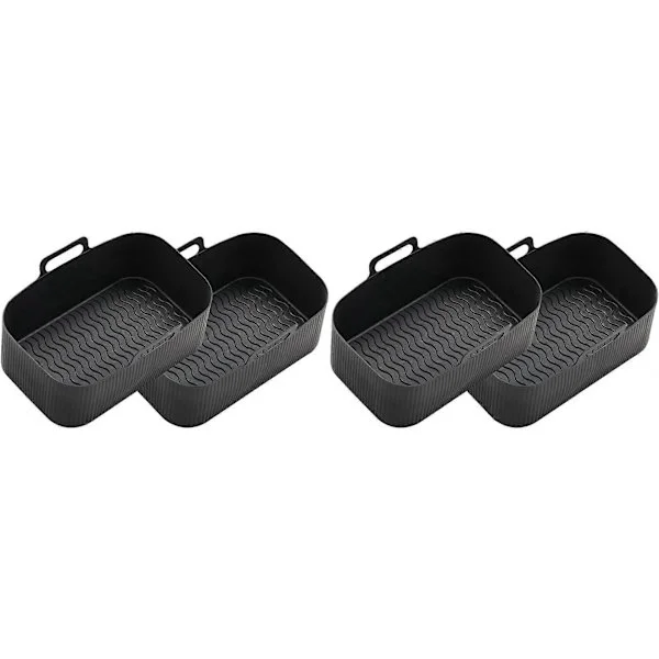 4X Airfryer-foringer for Ninja Airfryer Dual, Gjenbrukbar Airfryer Silikonforing for Ninja Airfryer Tilbehør, Svart