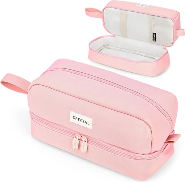 Penneetui, Stort Penneetui, Penneetui til Kvinder Æstetisk Penneetui, Skoleartikler Kontor Opbevaring Makeup Taske, Rosa Lake pink