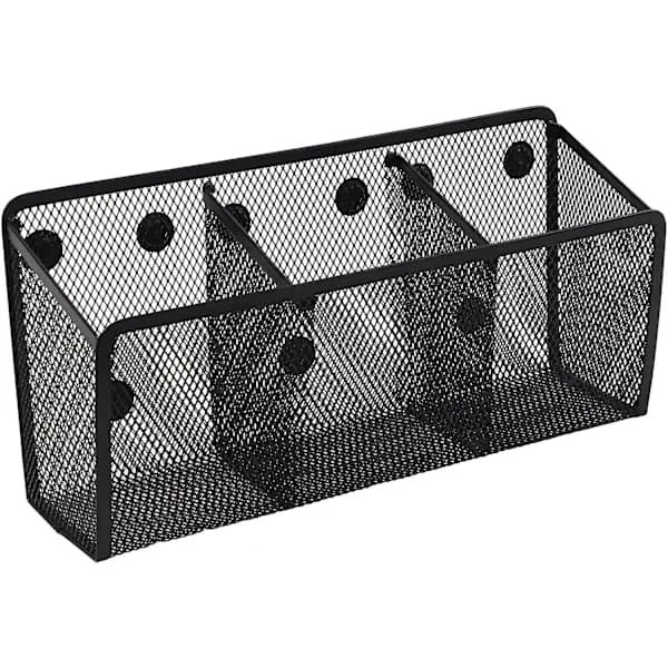 Magnetisk pennholder, nettingoppbevaringskurv med ekstra sterk magnet for kjøleskap, whiteboard, skaptilbehør, kontorrekvisitaorganisator
