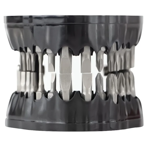 Prosthetic Drill Bit Holder Teeth Model Design Holds Up to 28 Bits Fits 1/4 Inch Hex Bits and Bit Adapter (Black)