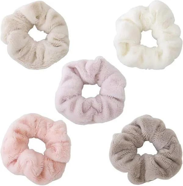 5 stk. Store Tørrende Scrunchies Tykke Bløde Hår Scrunchies Farverige Hår Scrunchie