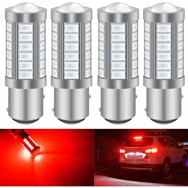 Røde 1157 BAY15D P21/5W 5630 33SMD Bil LED-pærer Canbus 900LM Super Lys Baklys Bremslys Tåkelys Baklys Parklys 12-30V 3.6W (4stk)