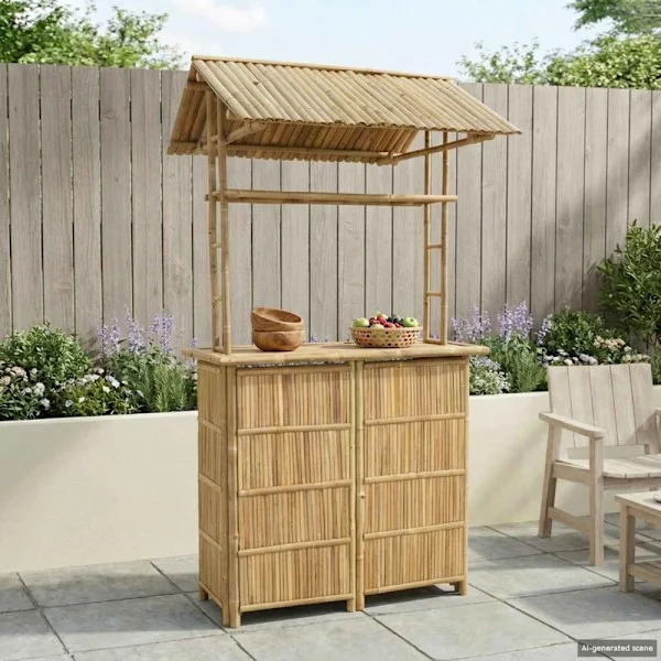 Utomhus Barbord Naturfärg 115 x 95 x 214 cm Bambus