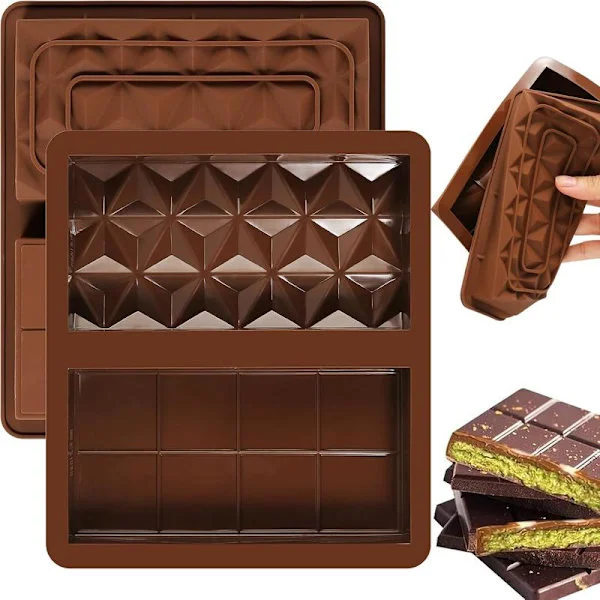 2 st Djup Chokladform Silikon Dubai Choklad Chokladbräda 2 i 1 Silikonform