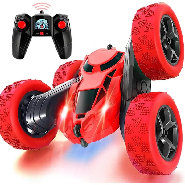 Fjernstyrt Bil Stunt RC Biler 2.4Ghz Dobbeltsidig 360° Roterende RC Crawler 4WD Off Road Drift Leke for Gutter og Jenter Rød