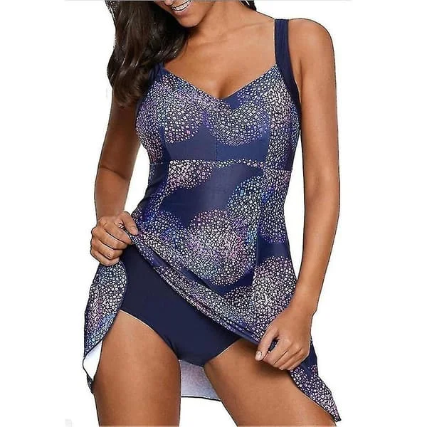 Dam Vadderad Baddräkt Trosor Tankini Set Baddräkt Plus Size Lila